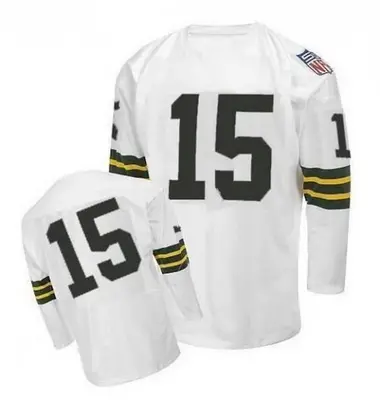 Bart Starr Men's Authentic White Green Bay Packers Mitchell and Ness Throwback Jersey