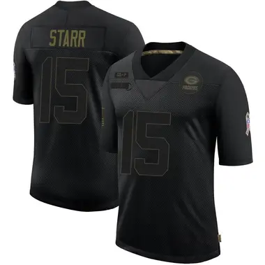 Bart Starr Men's Limited Black Green Bay Packers 2020 Salute To Service Jersey
