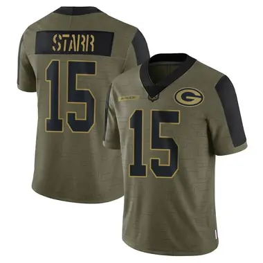 Bart Starr Men's Limited Olive Green Bay Packers 2021 Salute To Service Jersey