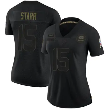 Bart Starr Women's Limited Black Green Bay Packers 2020 Salute To Service Jersey