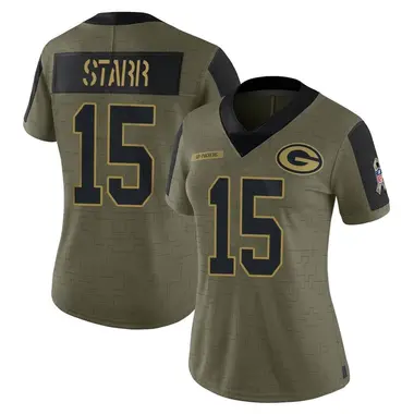 Bart Starr Women's Limited Olive Green Bay Packers 2021 Salute To Service Jersey
