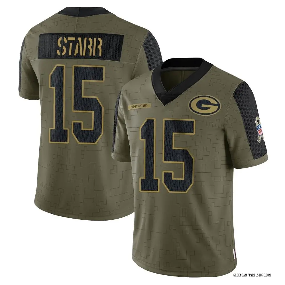 Bart Starr Youth Limited Olive Green Bay Packers 2021 Salute To Service Jersey