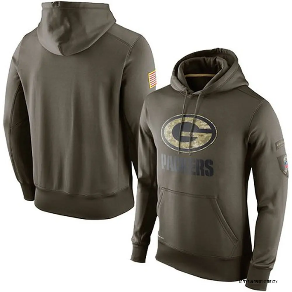 Men's Olive Green Bay Packers Salute to Service KO Performance Hoodie