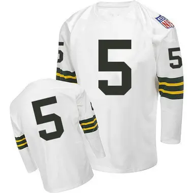 Paul Hornung Men's Authentic White Green Bay Packers Mitchell and Ness Throwback Jersey