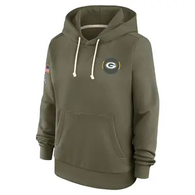 Women's Olive Green Bay Packers 2025 Salute to Service Sideline Hoodie
